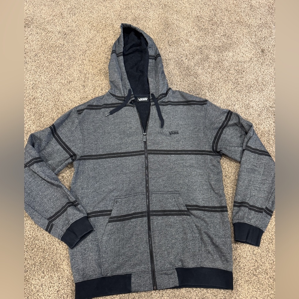 Vans Men's Zip-Up Sweater in Gray and Black